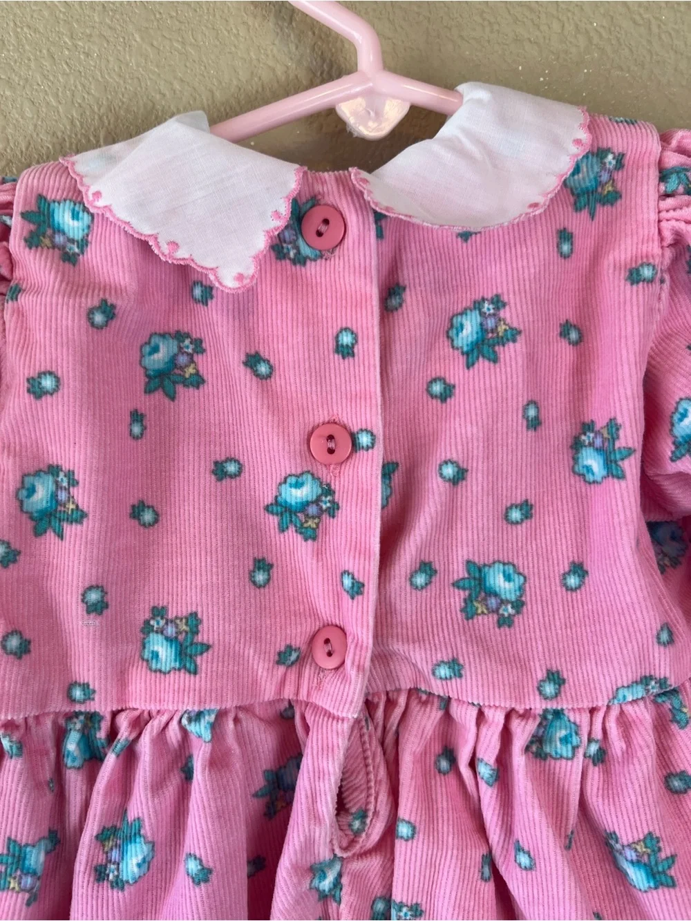 Oshkosh vintage pink & blue floral corduroy jumpsuit